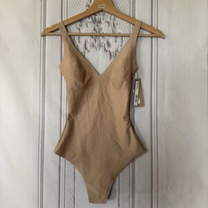NWT SKIMS BODY UNLINED PLUNGE THONG BODYSUIT IN Clay Size Small $80